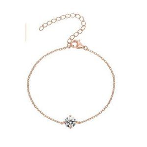 14K Gold Plated Cubic Zirconia Solitaire Diamond Bracelet  for Women